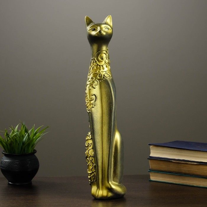 Сувенир "кошка Египетская №1" бронзовая. Малахитовая статуэтка Египетская кошка. Египетская кошка статуэтка Золотая.