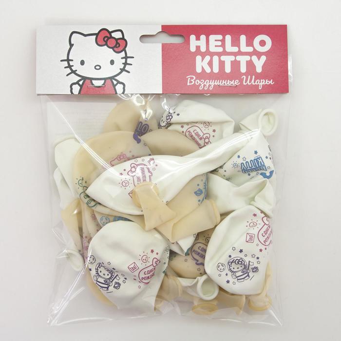 Hello 12. Шар латексный 12" «с днём рождения!», hello Kitty.