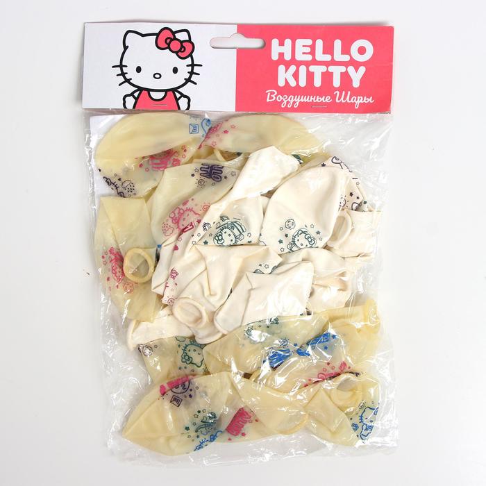 Hello 12. Шар латексный 12" «с днём рождения!», hello Kitty.