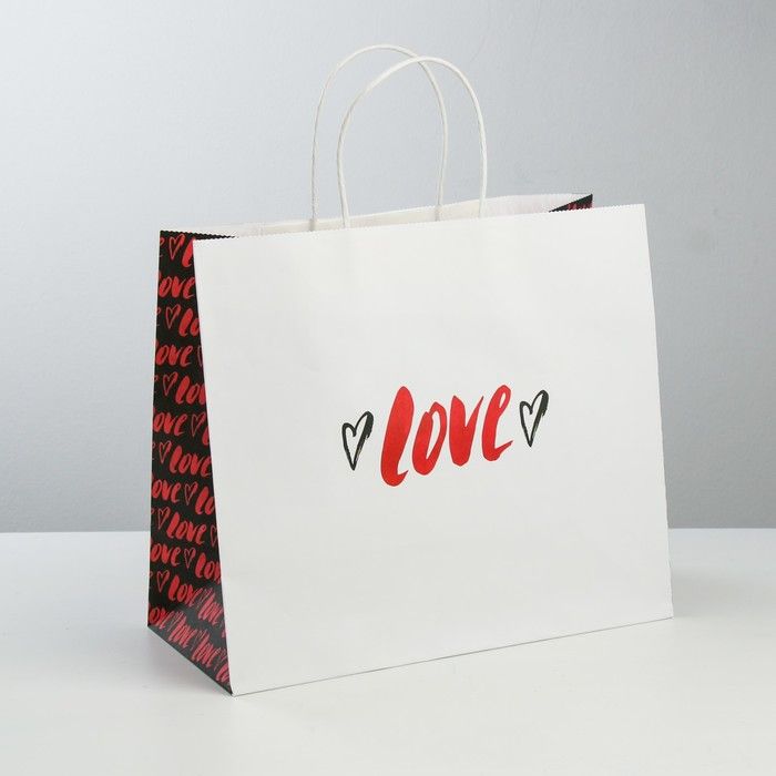 Пакет подарочный крафт Love, 32 × 28 × 15 см 3823507. Подарочный пакет Лове. Simaland пакет подарочный крафт "Love". Магазин Love пакет.