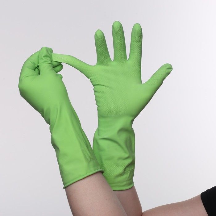 MALIBRI перчатки латексные. Перчатки латексные с хлопков.напылен зеленые.