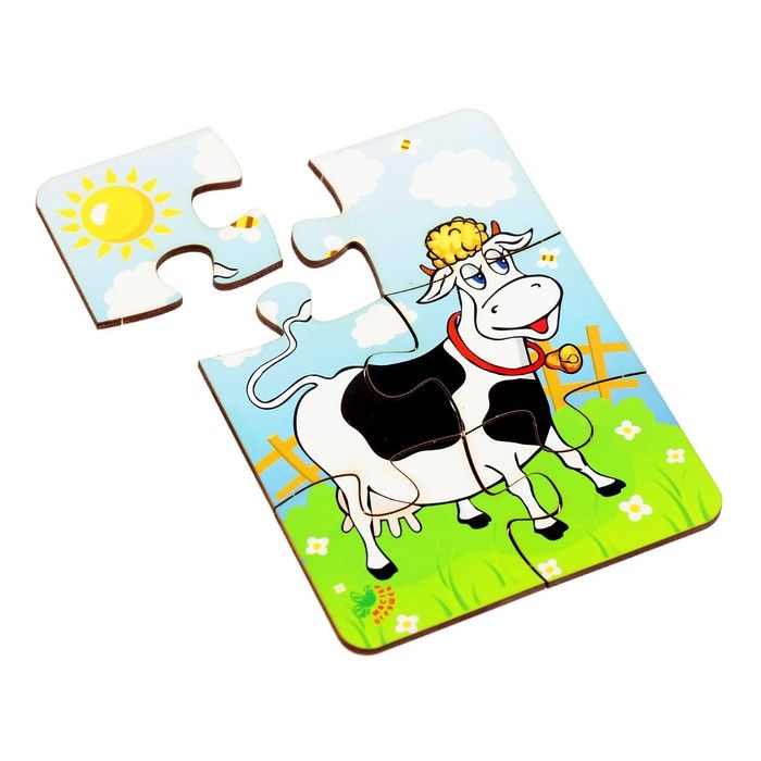 Пазлы мастер. Пазл мастер игрушек корова на лугу (ig0075), 6 дет.. Корова пазлы для малышей. Пазл теленок. Пазл корова (6 элементов).