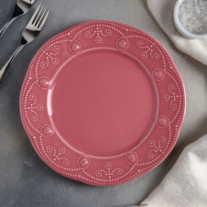 Тарелки 23см. Тарелка обеденная Pink Rose Bitossi. Тарелка обеденная 23 см Прованс. Розовая керамическая посуда. Тарелки розовые керамика.