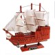 Корабль сувенирный малый - борта красное дерево, якорь, три мачты, белые паруса