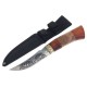 Нож туристический "Командор" в чехле, 22,5 см, лезвие с узором, рукоять деревянная, без ограничителя