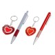 Набор подарочный 2в1 с бантом: ручка, брелок "Двойное сердце", цвет красный
